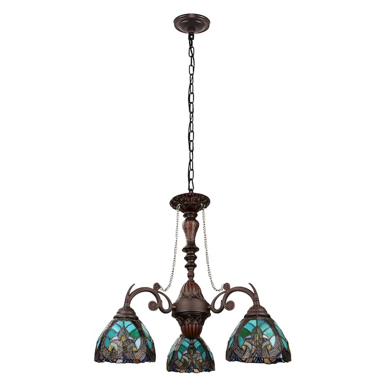 Tiffany Style Victorian Design 3-light Dark Bronze Chandelier - 21.3 High