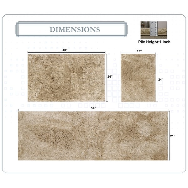 dimension image slide 16 of 28, Luxury Plush Bathroom Rug Set - Quick-Dry, Soft Microfiber, Non-Slip, Absorbent & Washable Bath Mats
