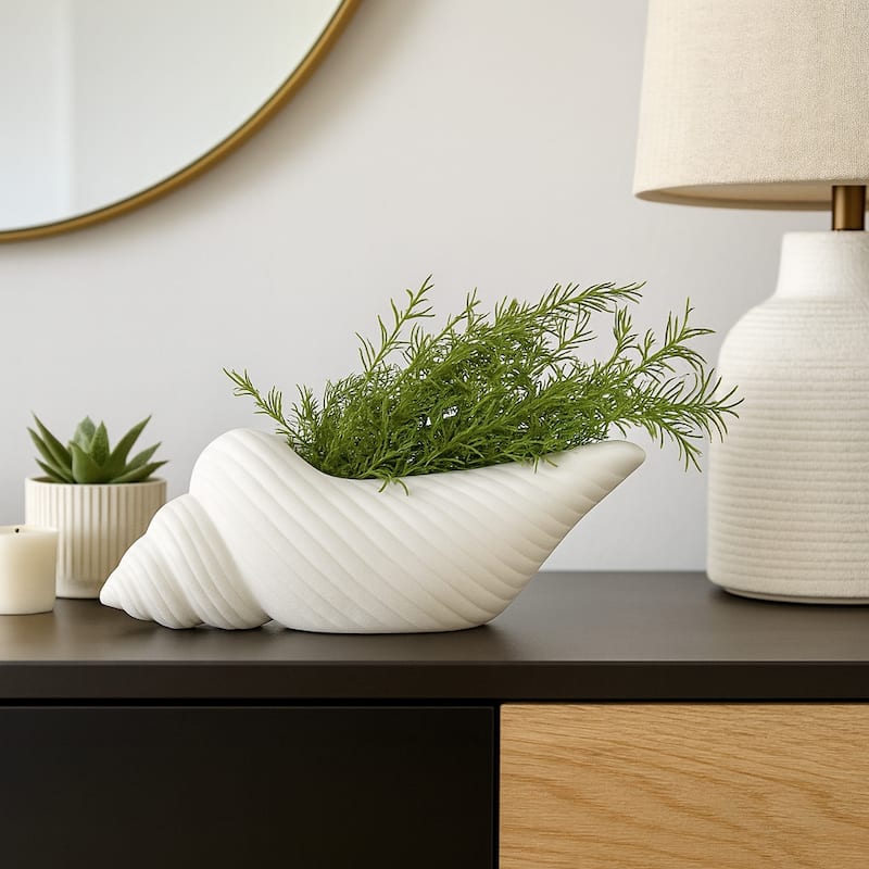 Decorative Ceramic Shell Accent Coral Figurine - White - 9.0"