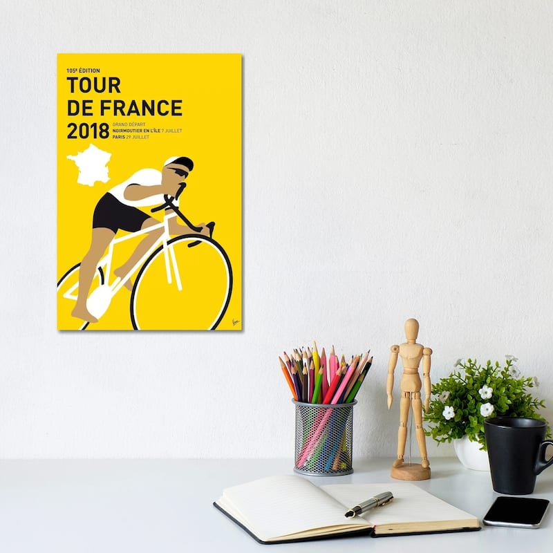 iCanvas "Tour de France 2018 Minimal Poster" by Chungkong Canvas Print - 12x8x0.75