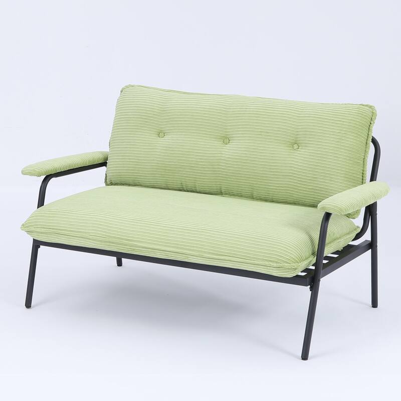 The 53-inch beige sofa offers a spacious layout in the small apartment,easily handling various scenarios