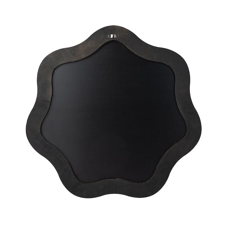Glitzhome 33.5"D Modern Black Tripled Wood Frame Wavy Wall Mirror