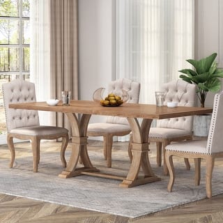Christopher Knight Home - Rustic Extendable Dining Table with Rubberwood X-Frame Base and Extension Leaf