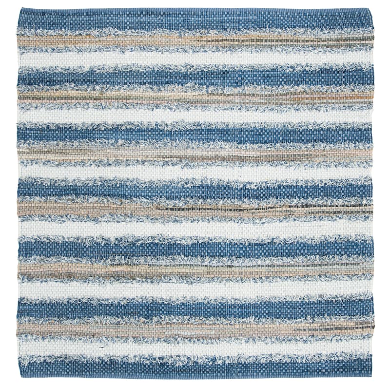 SAFAVIEH Handmade Flatweave Montauk Mridalini Casual Cotton Rug - 6' Square - Blue/Multi
