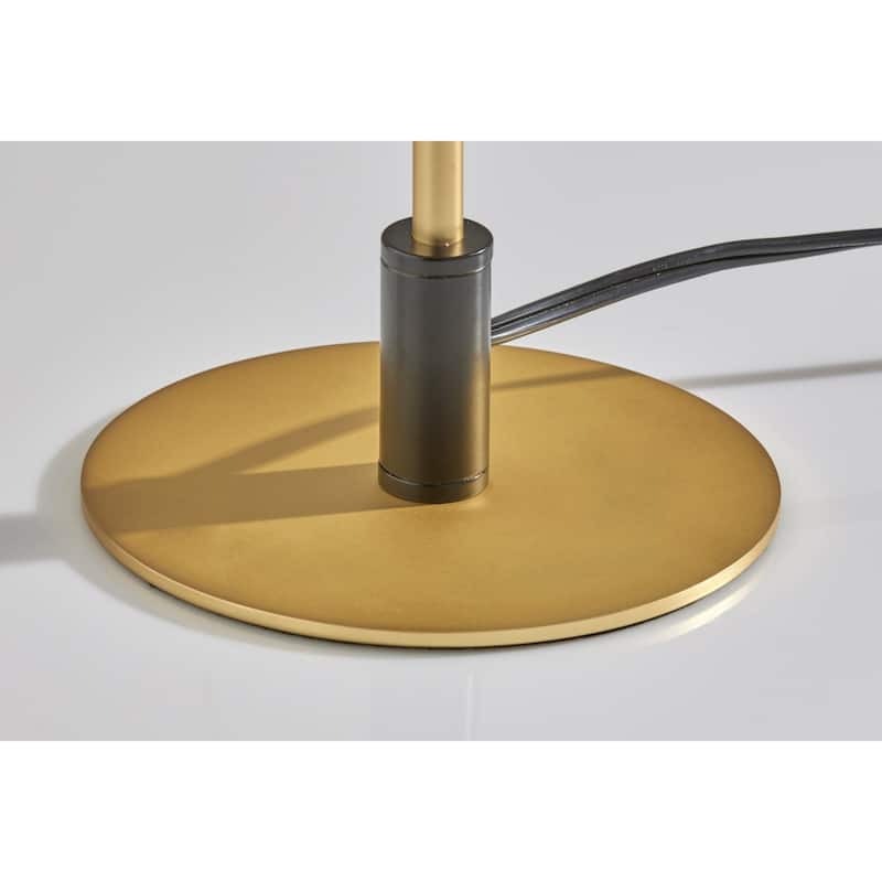 Gold Metal Candlestick LED Table Lamp with Brass Cone Shade Pull Chain - 8.62” x 8.62” x 19.75” (D x W x H)