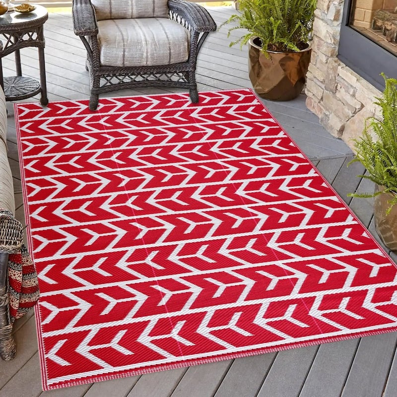 Playa Rug Outdoor Recycled Reversible Plastic Folded Mat/Rug Amsterdam Collection Lightweight & Weather, Water and UV Resistant