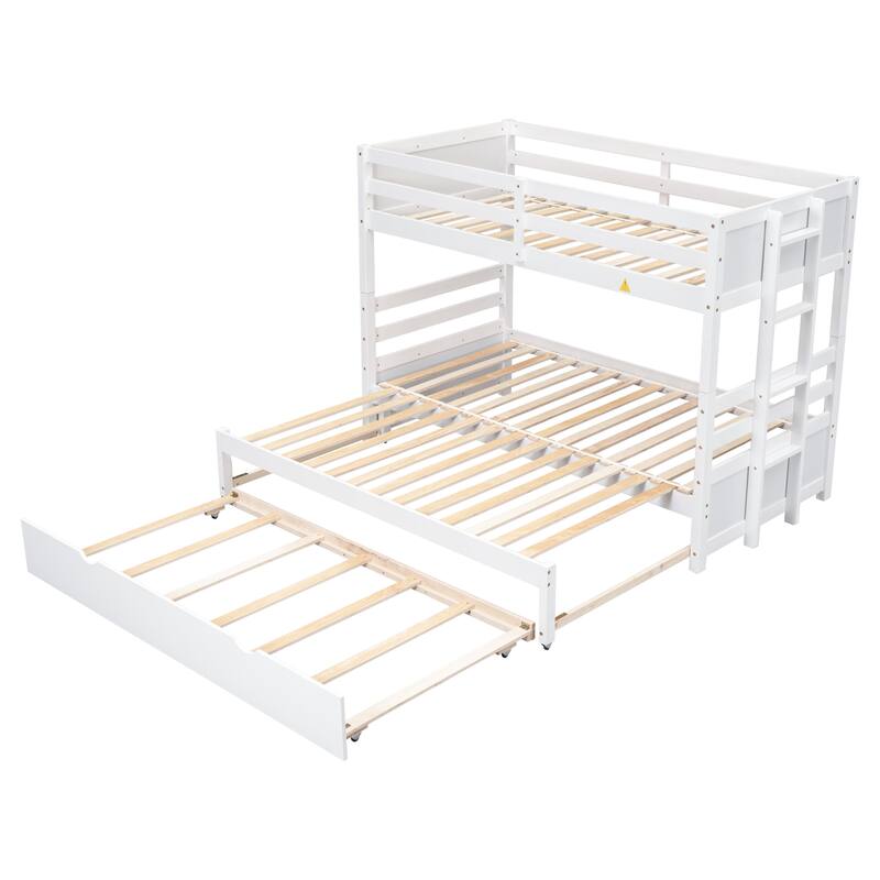 Twin over Pullout Bunk Bed with Trundle, Convert to Twin Beds On