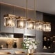 preview thumbnail 14 of 17, Diore Modern Gold 5-Light Crystal Chandelier 40 in. W Linear Glam Island Lights for Kitchen Island - L 40.2" x H 70" Max