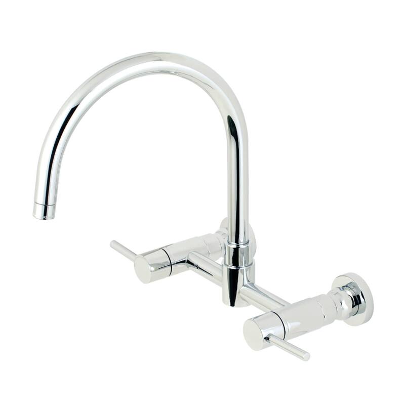 Kingston Brass Concord 1.8 GPM Wall Mounted Bridge Kitchen Faucet - Polished Chrome