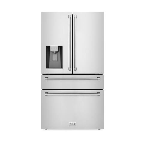 ZLINE 36 in. 21.6 cu. ft Freestanding French Door Refrigerator with Water and Ice Dispenser
