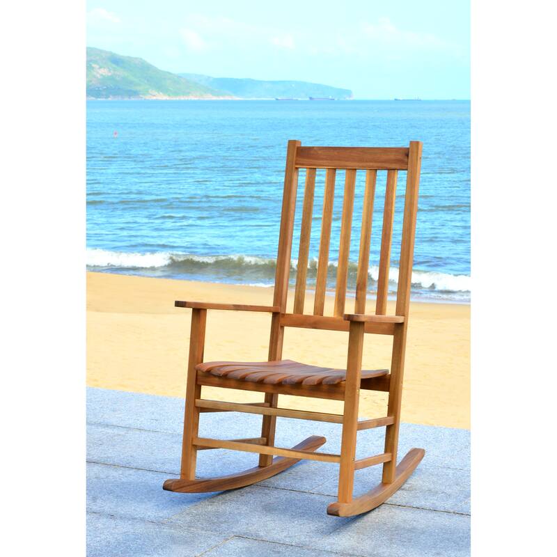 SAFAVIEH Outdoor Marilijn Acacia Wood Rocking Chair - 26W x 45D x 34H - Natural