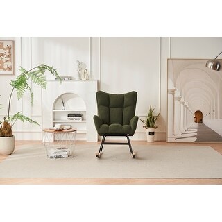 Green Teddy Fabric Rocking Chair with Solid Wood Legs - Bed Bath ...