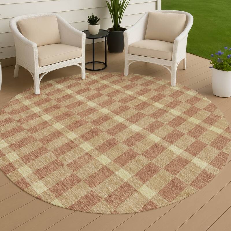 Machine Washable Indoor/ Outdoor Modern Augusta Chantille Rug - Gold - 8' x 8'