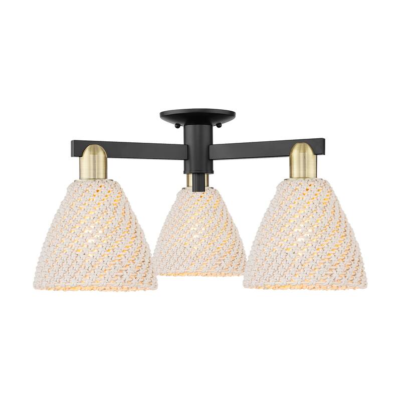 Innovations Lighting 716-3F-11-25 Natural Ballston Dome Semi-Flush - Black Antique Brass / Natural