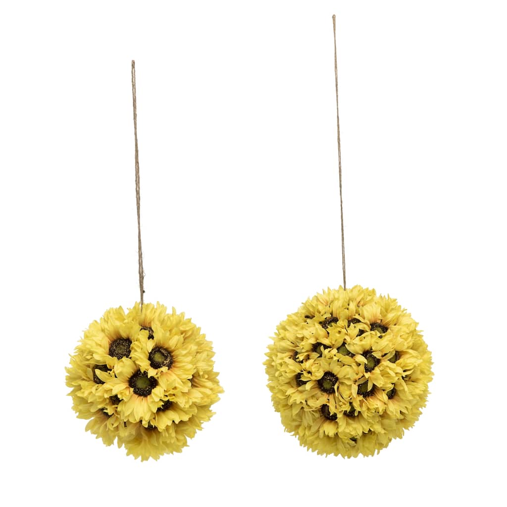 Transpac Foam 10 in. Yellow Harvest Sunflower Ball