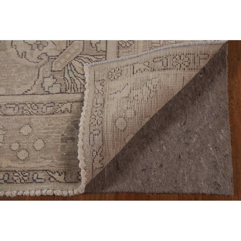 Beige Distressed Tabriz Persian Vintage Area Rug Handmade Wool Carpet - 6'3" x 9'8"
