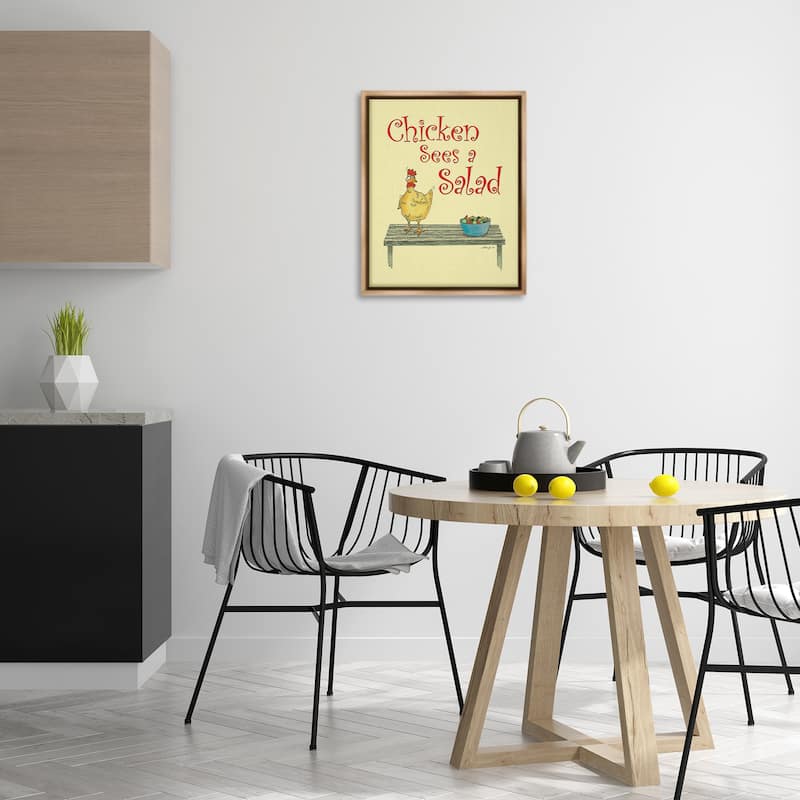 Stupell Chicken Salad Vintage Pun Framed Floater Canvas Wall Art Design By Roger Straub