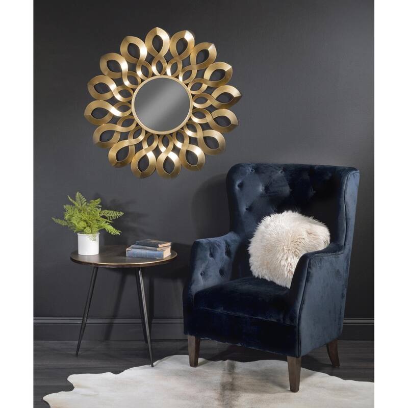 Gold Metal Wave Starburst Accent Mirror