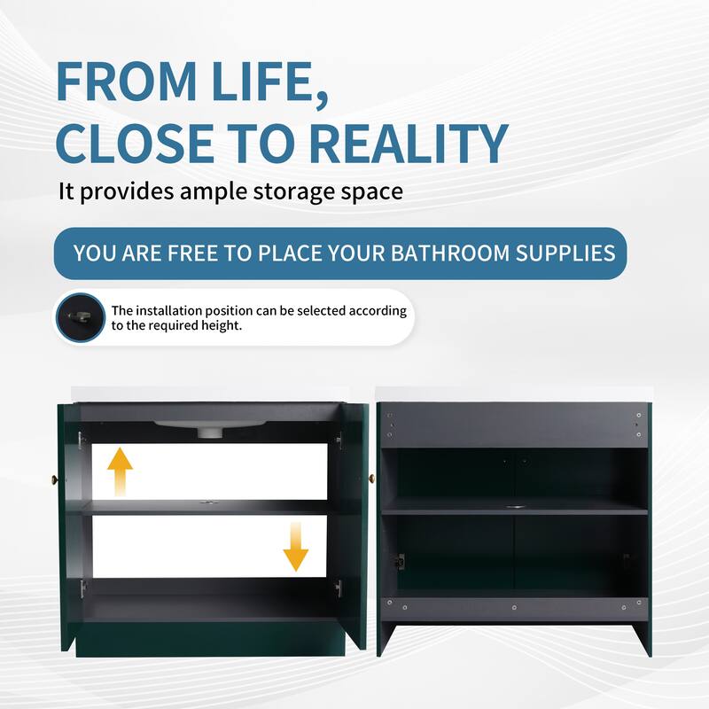 ARTCHIRLY 24/30/36 Inch Bathroom Vanity with Sink, Freestanding Bathroom Vanity with Soft Close Door and Adjustable Shelf
