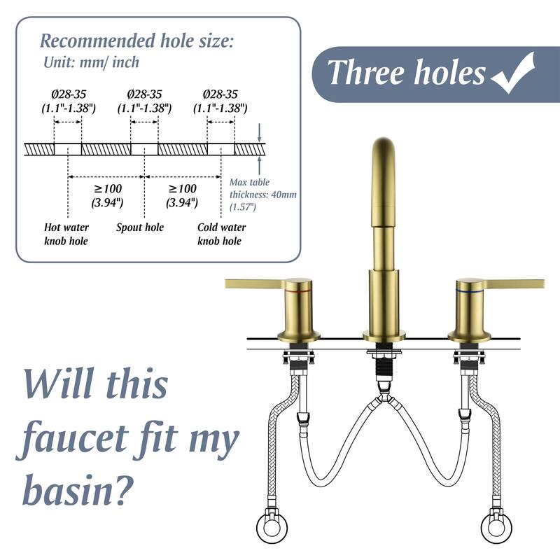 8 Inch Widespread Bathrom Faucet 3 Hoes Modern Bathroom Sink Faucet Double Handle Vanity Basin Faucets Mixer Taps With Valve