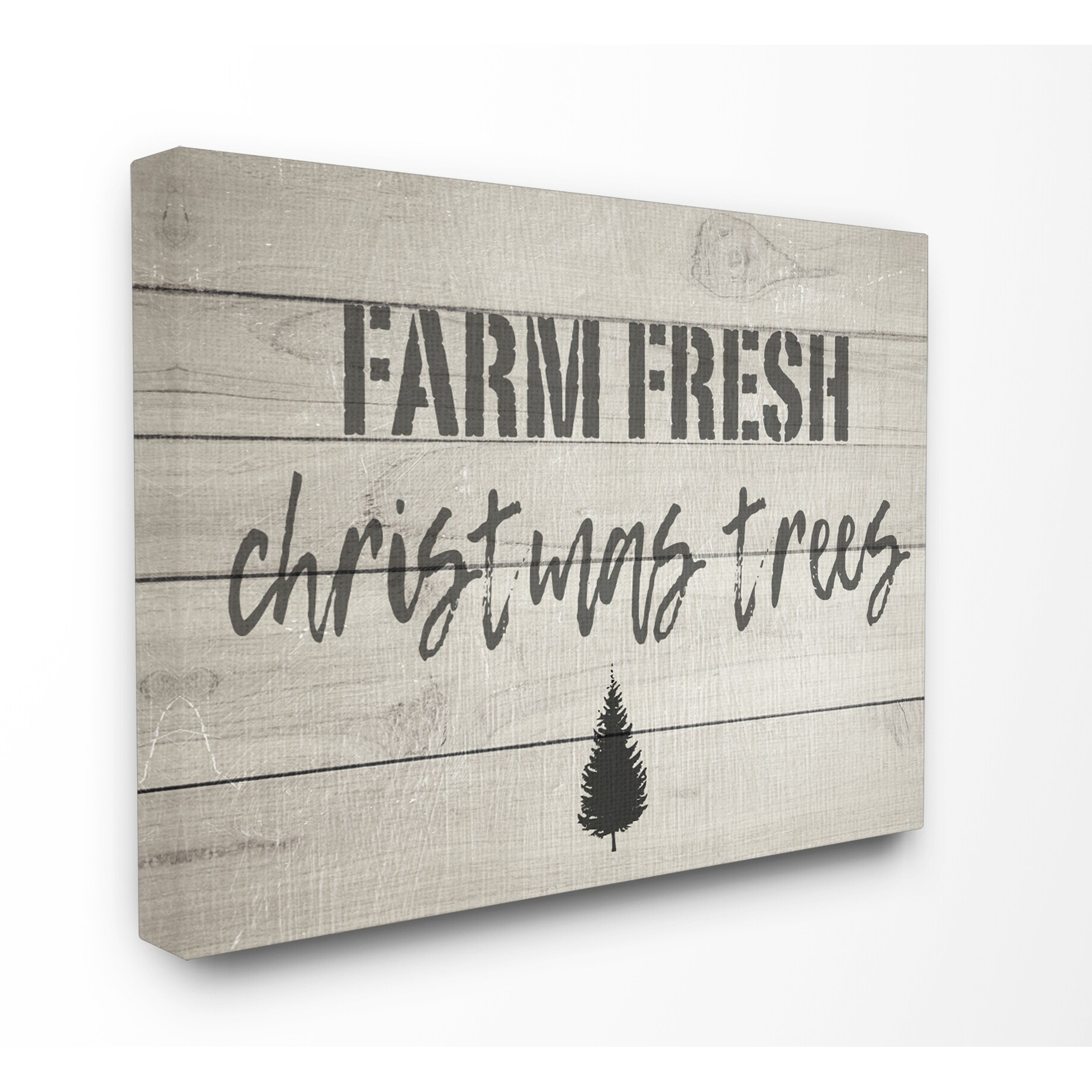 Stupell Farm Fresh Christmas Trees Vintage Sign Stretched-image