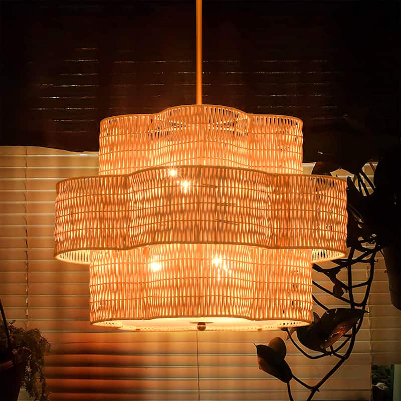 Rennnsan 24 in. 6-Light Brass Farmhouse Tiered Chandelier with Flower Shape - 24.0 in. W x 16.3 in. H