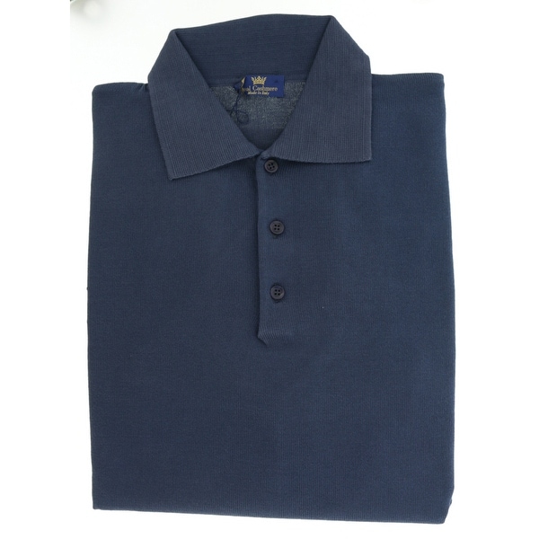 Real Cashmere Polo Big Mens Navy Blue Sweater