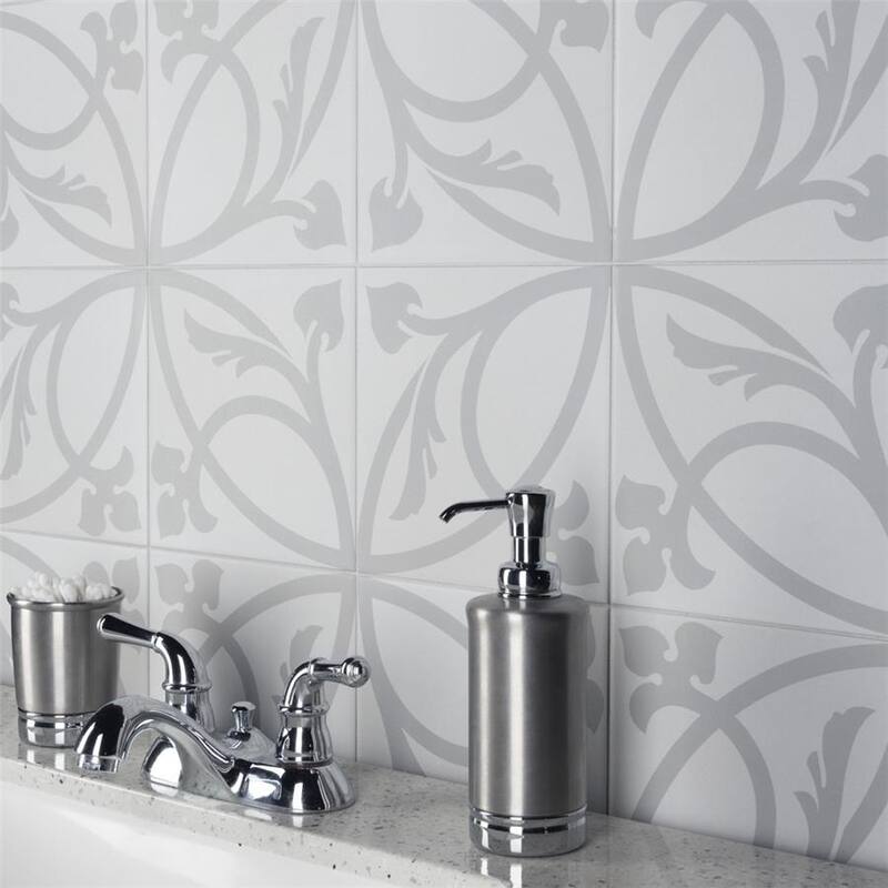 Merola Tile Caprice Liberty White 7.86" x 7.86" Porcelain Floor and Wall Tile