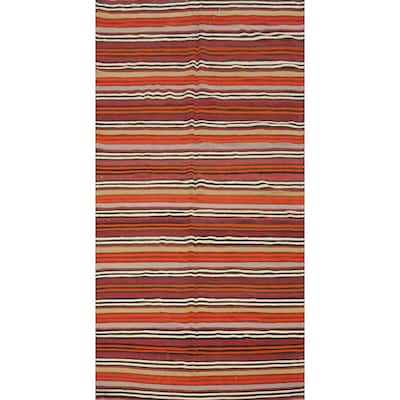 Hand Woven Oriental 100% Wool Carpet Southwestern Tribal Multi-Colored Kilim Area Rug - 11' 5'' X 5' 1''
