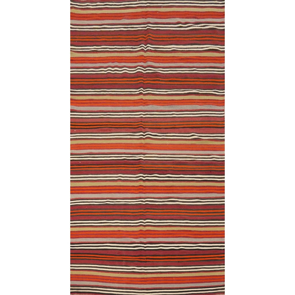 Hand Woven Oriental 100% Wool Carpet Southwestern Tribal Multi-Colored Kilim Area Rug - 11' 5'' X 5' 1''