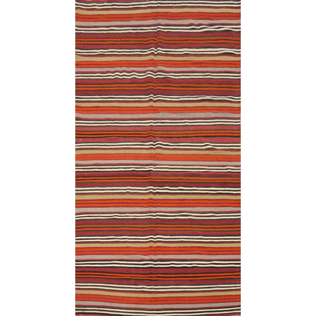 Hand Woven Oriental 100% Wool Carpet Southwestern Tribal Multi-Colored Kilim Area Rug - 11' 5'' X 5' 1''