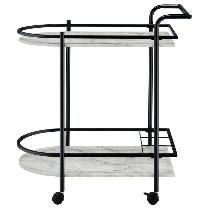 Desiree 2-tier Faux Marble Shelf Metal Bar Cart
