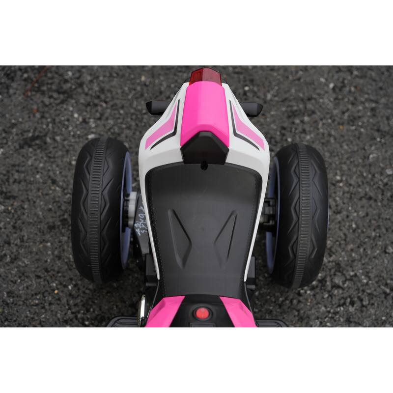 Children's Motorcycle with Headlight, Pink Ride on Motorcycle with Illuminated Wheels, Electric Car Toy with LED Lights