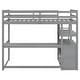 preview thumbnail 45 of 43, Multifunction Wood High Loftbed Frame with L-Shaped Desk, Shelves & 2 Built-in Drawers for Kids Teens Bedroom