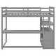 preview thumbnail 10 of 8, Twin Wooden Loft Bed with Desk, Two Built-in Storage Drawers & Shelves, High Loftbed with Bookshelves for Kids Teens Bedroom
