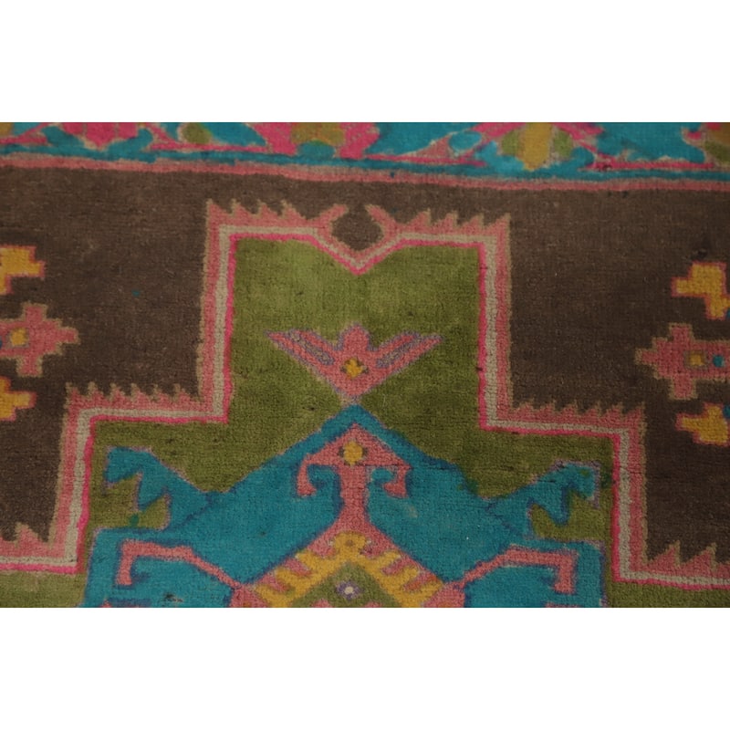 Hand Knotted Oriental 100% Wool Carpet Traditional Tribal Brown Ardebil Runner Rug - 9' 8'' X 3' 6''