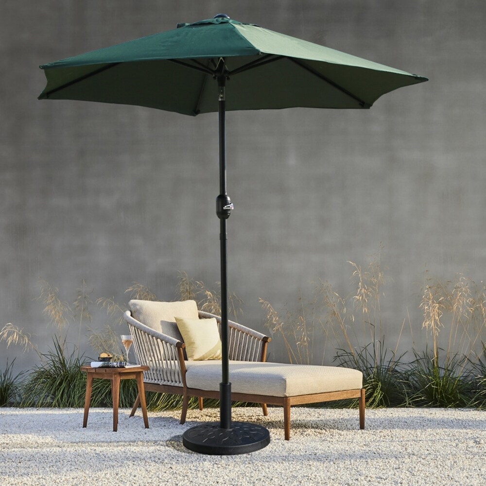 hexagon patio umbrella stand FIM C-series 10.5' Offset Built out of solid steel and concrete Hexagon Single Post Umbrella Roof