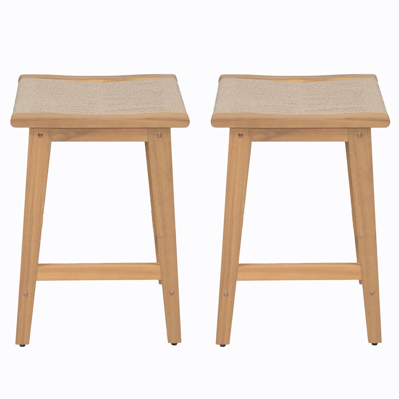 Christopher Knight Home- Lingard Acacia Wood Backless Patio Counter Stool(Set of 2)