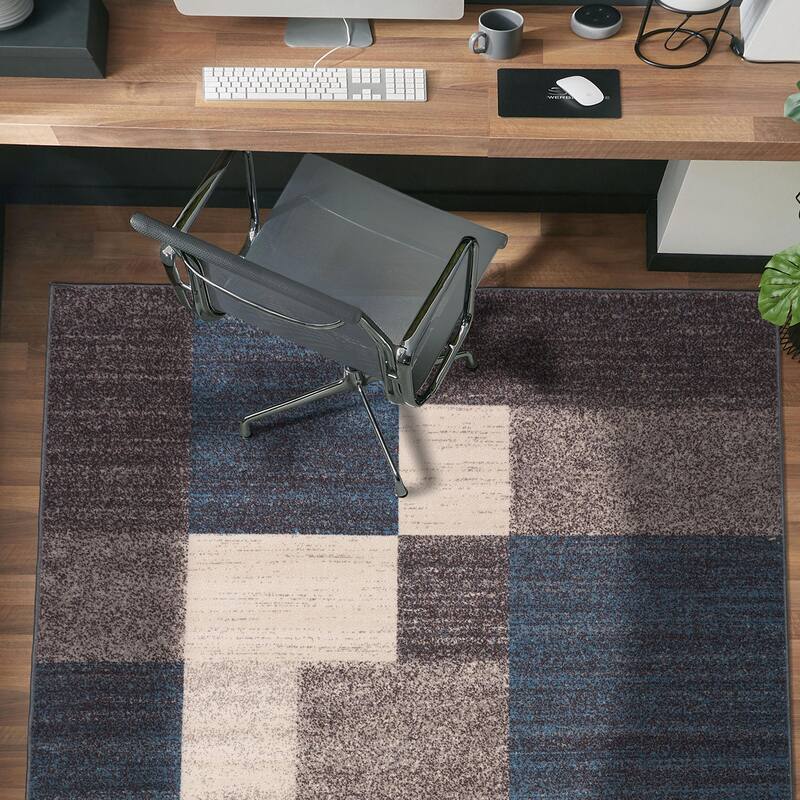 World Rug Gallery Modern Boxes Design Non-slip (Non-skid) Area Rug