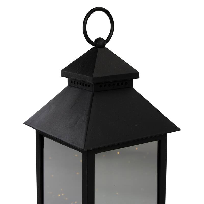 LED Lighted Flickering Candle Lantern - 12" - Black - Warm White Light