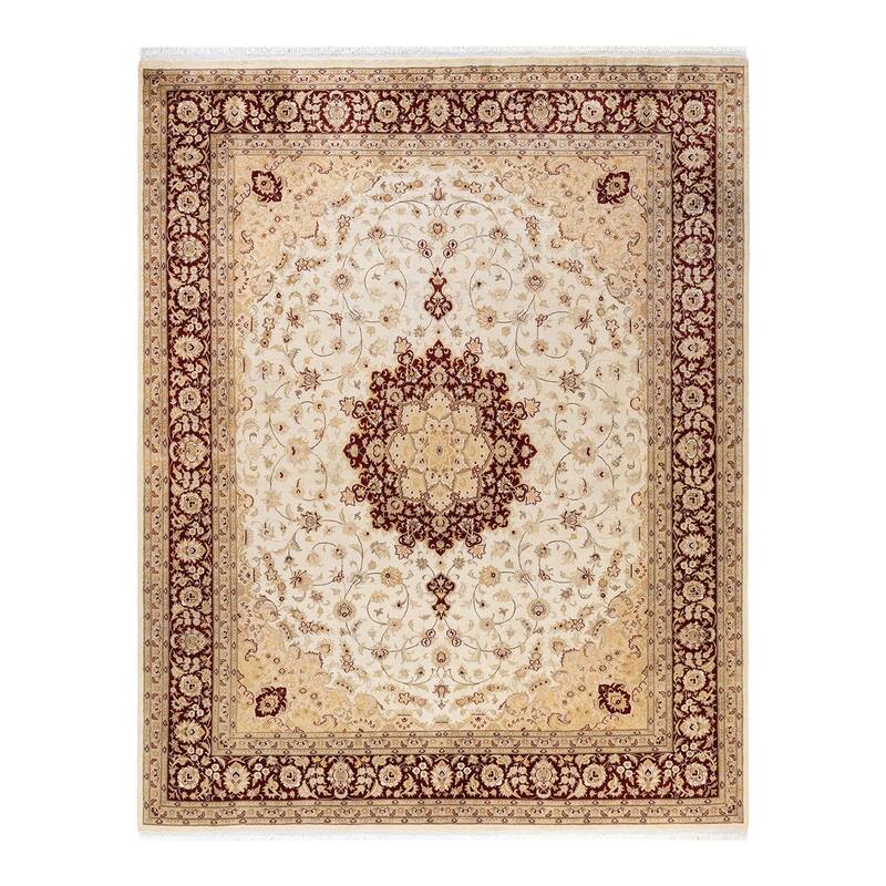 Overton Hand Knotted Wool Vintage Inspired Traditional Mogul Ivory Area Rug - 8 x 10