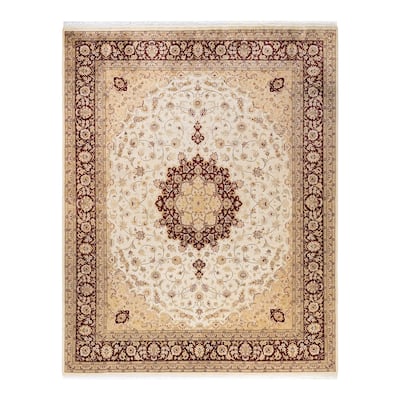 Overton Hand Knotted Wool Vintage Inspired Traditional Mogul Ivory Area Rug - 8 x 10
