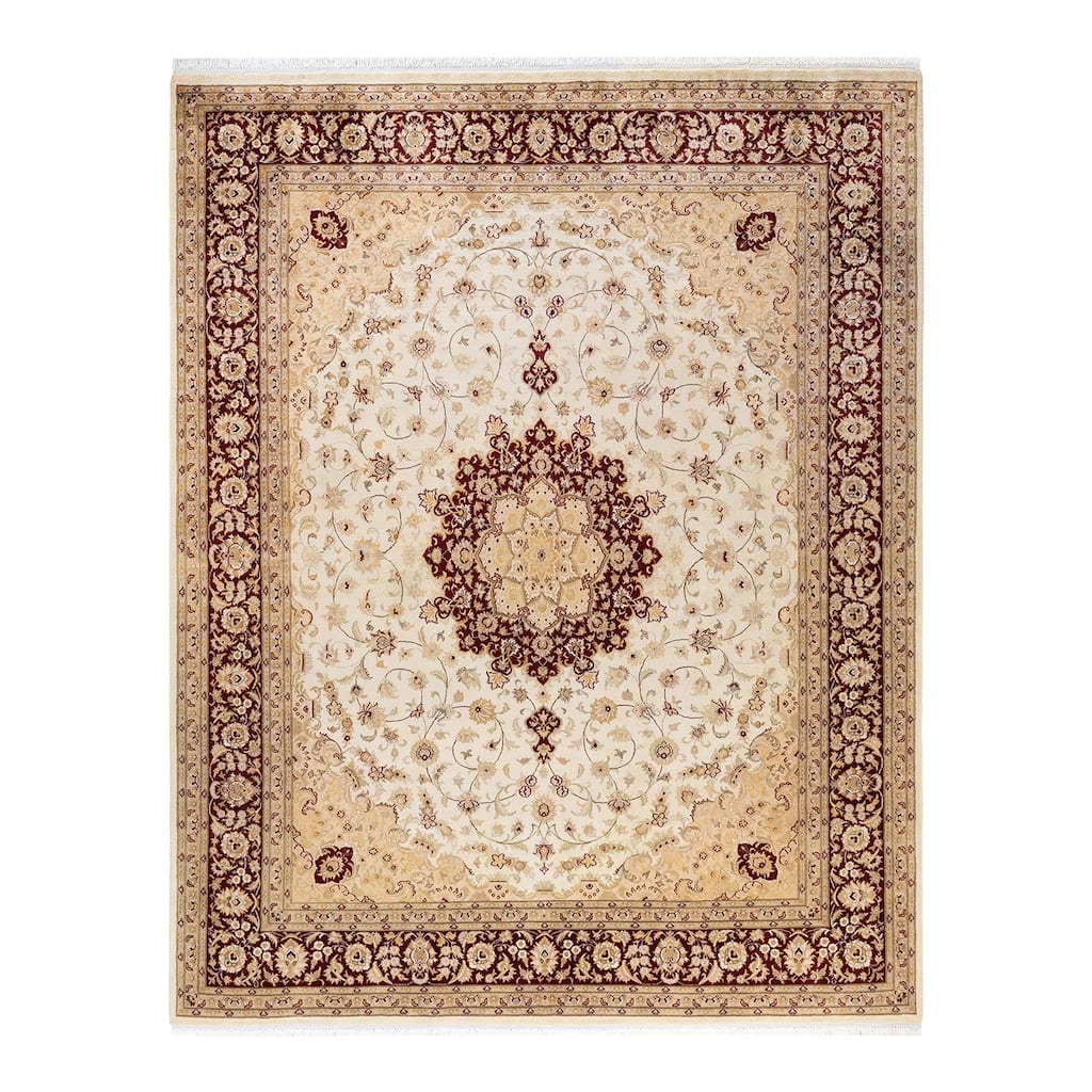 Overton Hand Knotted Wool Vintage Inspired Traditional Mogul Ivory Area Rug - 8 x 10