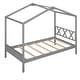 preview thumbnail 4 of 7, Gray Twin Size Wood House Bed w/ Storage Space Platform Bed Frame for Kids,Teens,Girls,Boys No Box Spring Needed, Easy Assembly