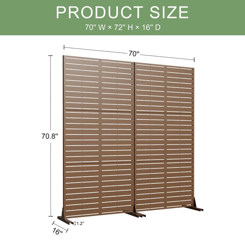 Outdoor Privacy Screen with Stand for Patio Garden Metal Fence Set of 2