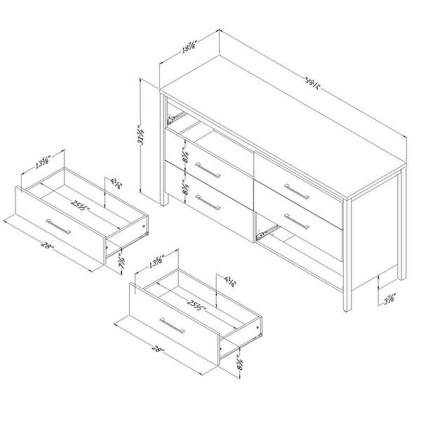 dimension image slide 2 of 3, South Shore Gravity 6-Drawer Double Dresser