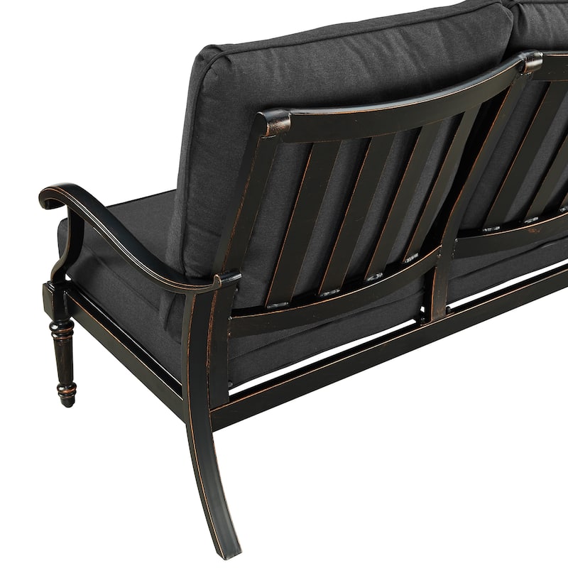 Black Aluminum Deep Seating Deep Seating Sofa with Cushions