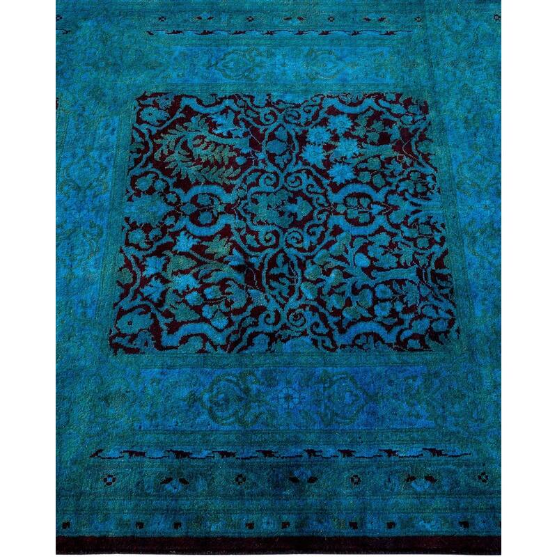Overton Hand Knotted Wool Vintage Inspired Modern Contemporary Overdyed Blue Area Rug - 3' 0" x 12' 5"