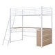 preview thumbnail 35 of 34, Metal Twin Loft Bed with 3-Tier Shelves & L-Shaped Desk - Contemporary Design