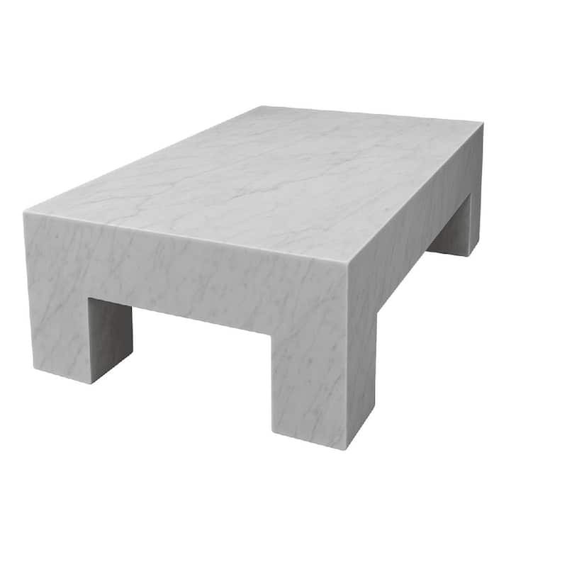 Genuine Marble Rectangular Four Legs Coffee Table - Carrara Marble